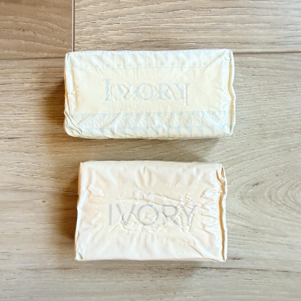 Vintage Ivory Soap Bars Set of 2 NOS White and Blue Wrapper